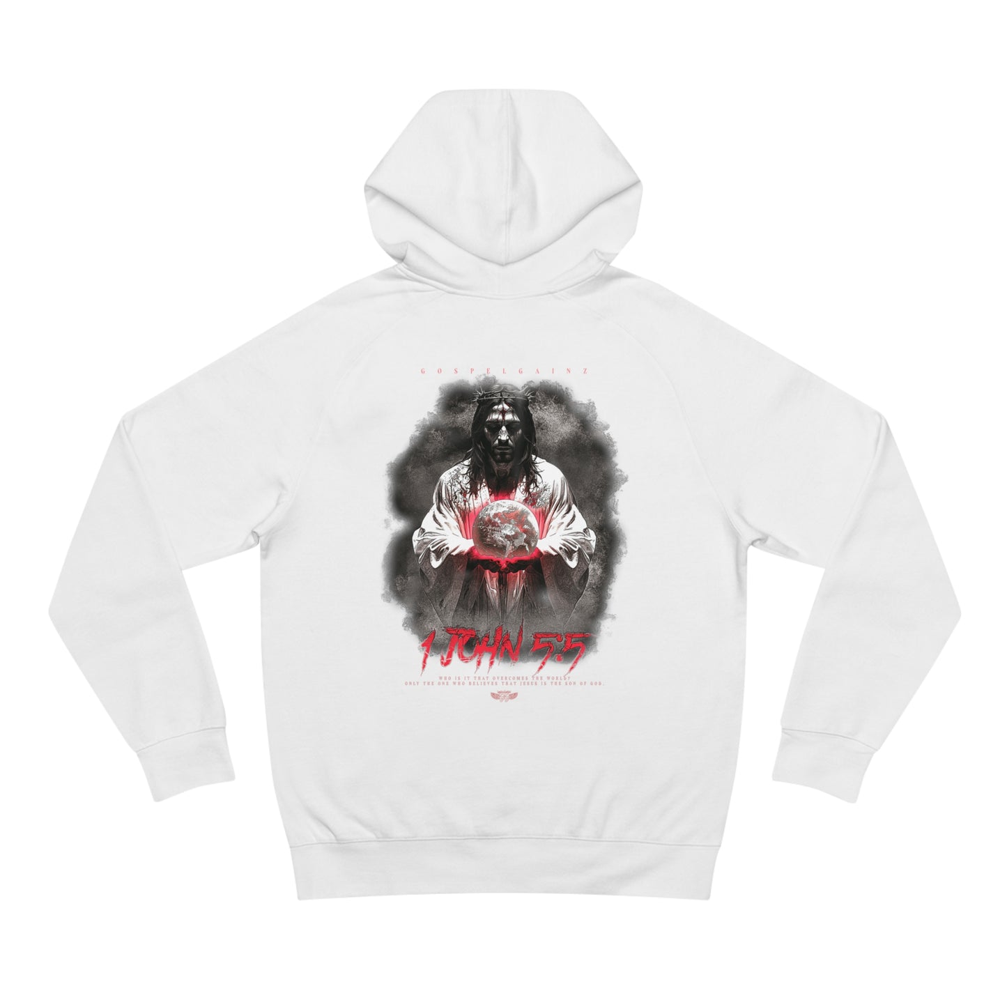 1 John 5:5 White Hoodie